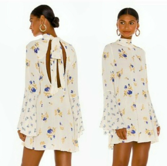 Free People Dresses & Skirts - Free People Tate Floral Print Flowy Mini Dress Soft Flutter Sleeve NWT